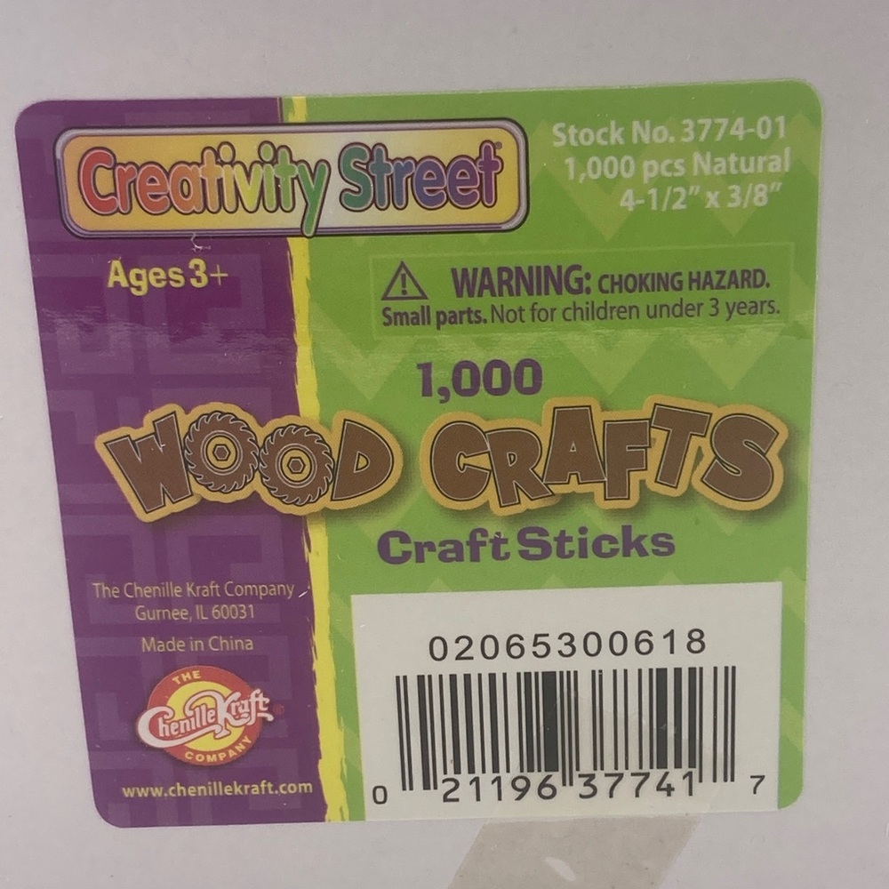 1,000 Wood Craft Sticks Natural 4 1/2" x 3/8"